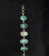 BIG MEN'S VINTAGE Natural Spiderweb USA Turquoise 925 STERLING SILVER BRACELET